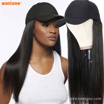 Factory Price human hair baseball cap hat wig,Baseball cap Wig For Black Women,silly cap wigs with hats for girls